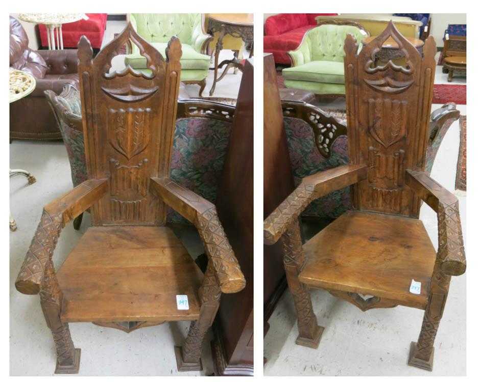 Appraisal: PAIR OF SPANISH COLONIAL STYLE ARMCHAIRS Spain th century of