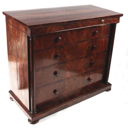 Appraisal: A Victorian flame mahogany Scotch chest the rectangular top over