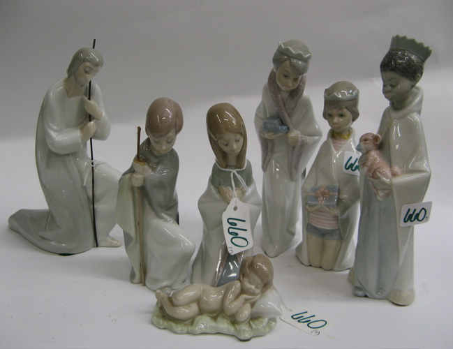 Appraisal: LLADRO NATIVITY FIGURES pieces including Mary H Joseph H Baby