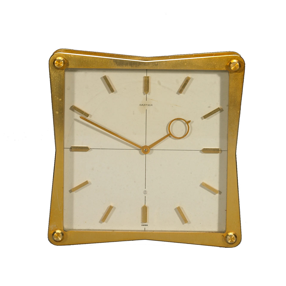 Appraisal: Cartier Swiss Gilt Brass and Glass Panel Eight Day Double