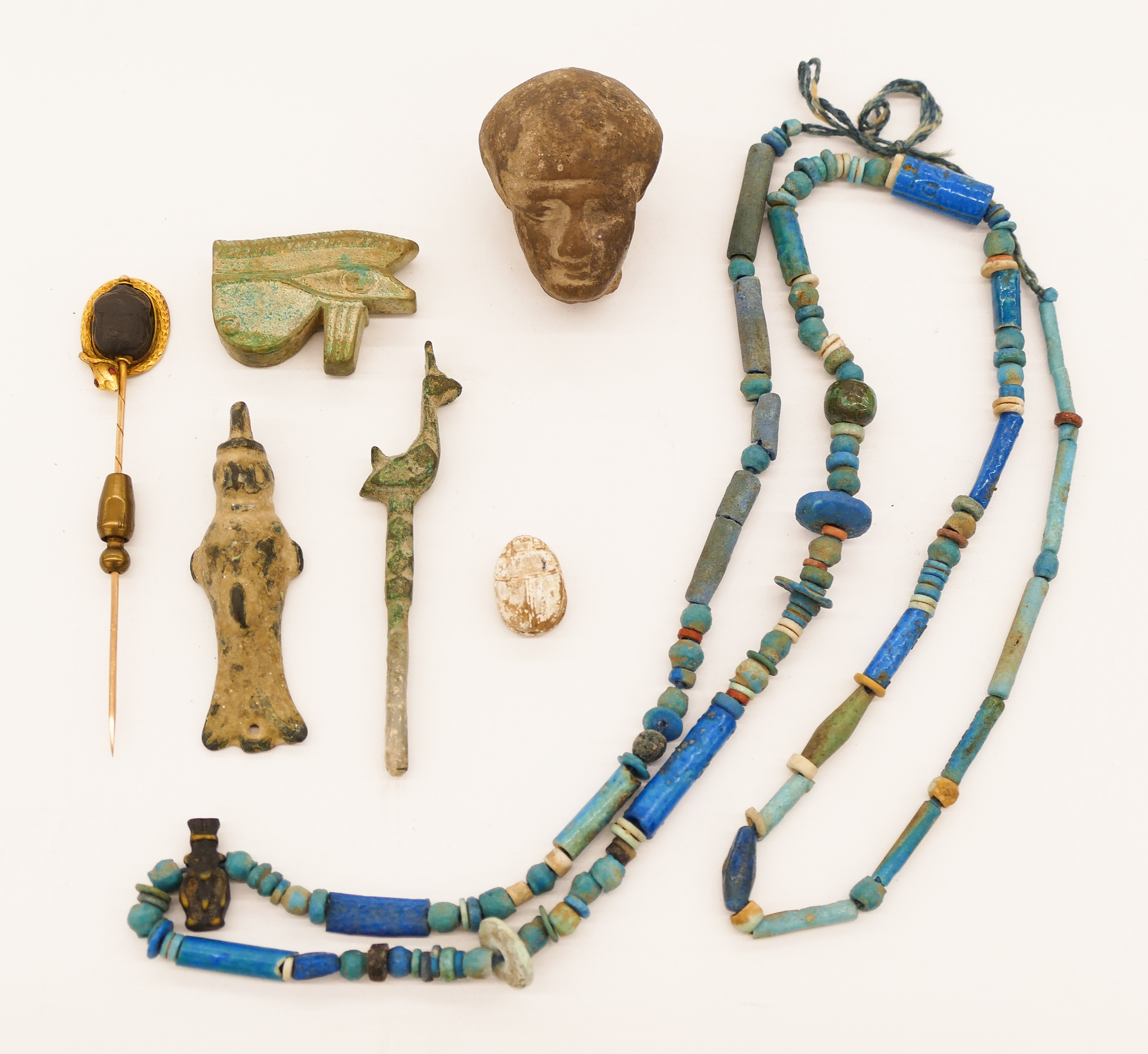 Appraisal: pc Ancient Egyptian Faience Jewelry etc Includes a '' necklace