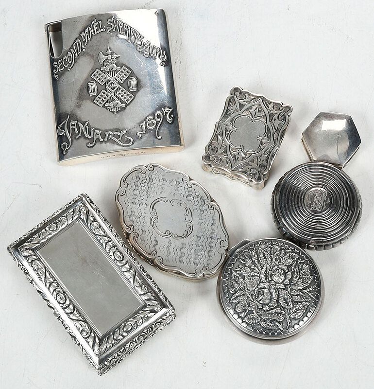 Appraisal: Seven Silver Cases including Dominick Haff sterling cigarette case Second