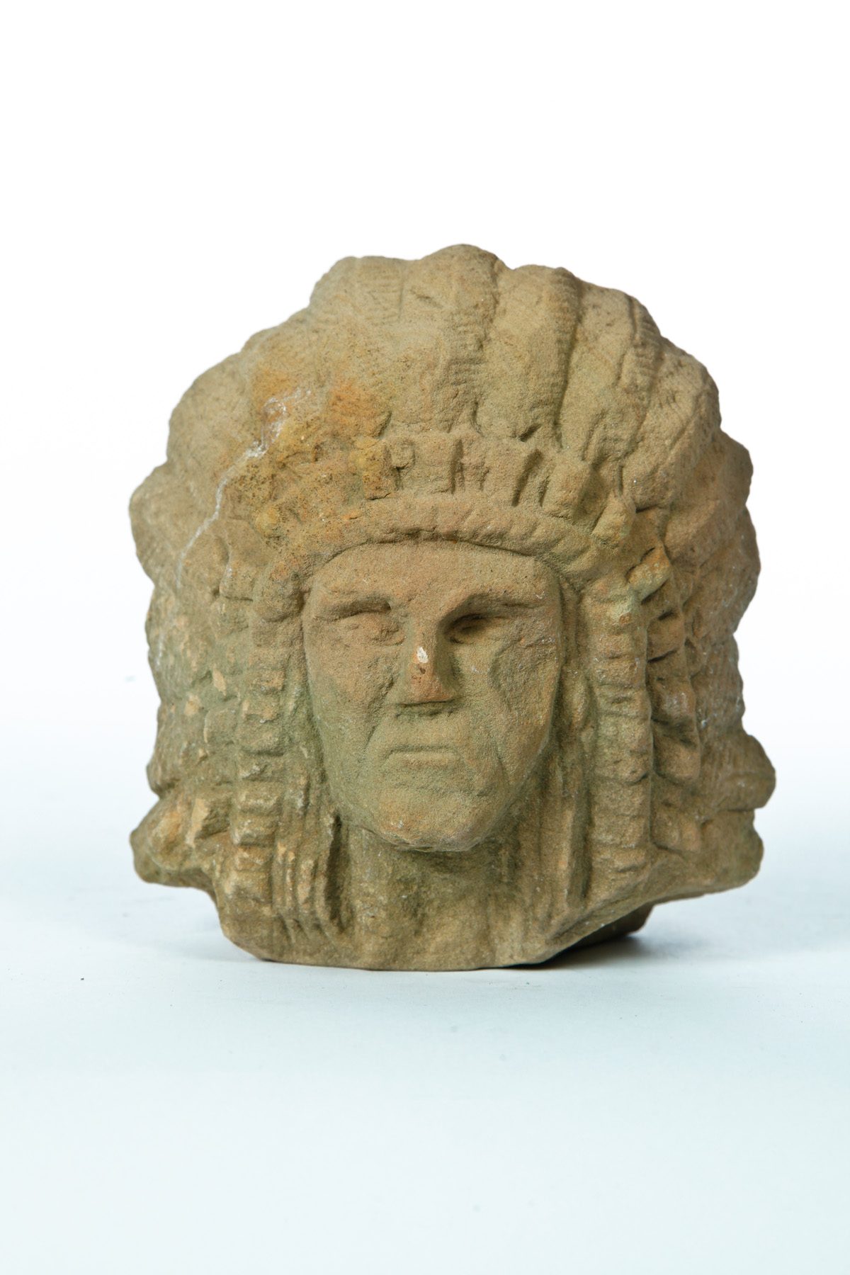 Appraisal: NATIVE AMERICAN BUST BY ERNEST POPEYE REED OHIO - Sandstone