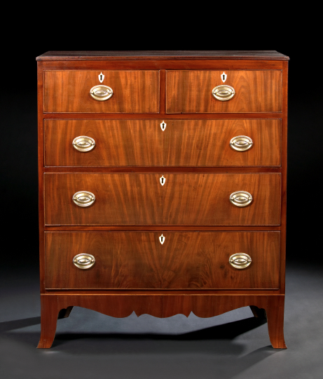 Appraisal: Regency-Style Mahogany Chest partially composed of antique elements the rectangular