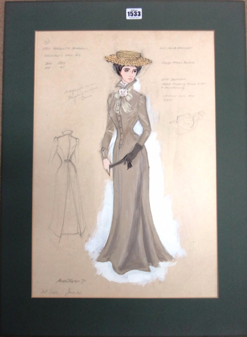 Appraisal: Mendleson th century Costume designs for 'The Young Churchill' a