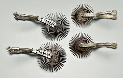 Appraisal: Two pairs gaucho spurs one pair with decorated brass shanks