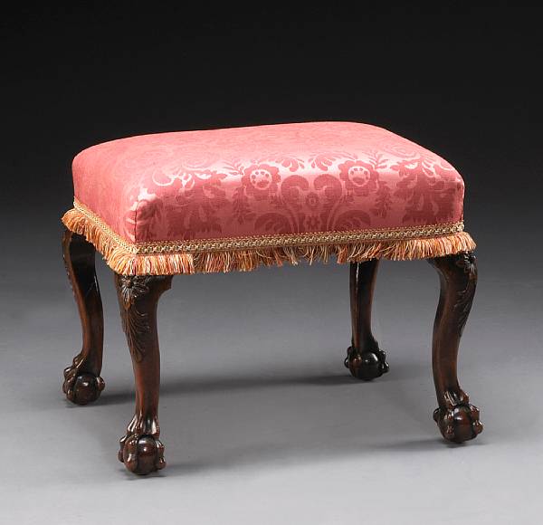 Appraisal: A George III carved mahogany stool last quarter th century