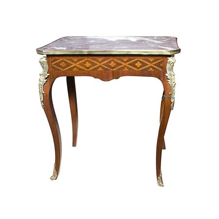 Appraisal: Louis XV Style Marble Top Mahogany Side Table Estimate -