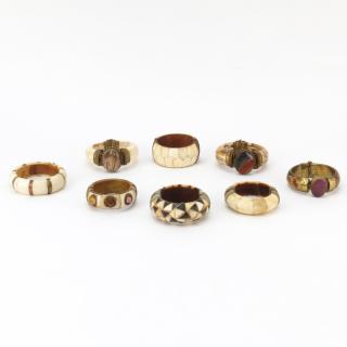 Appraisal: Grouping of Eight Indian Carved Bone Bangle Bracelets Grouping of