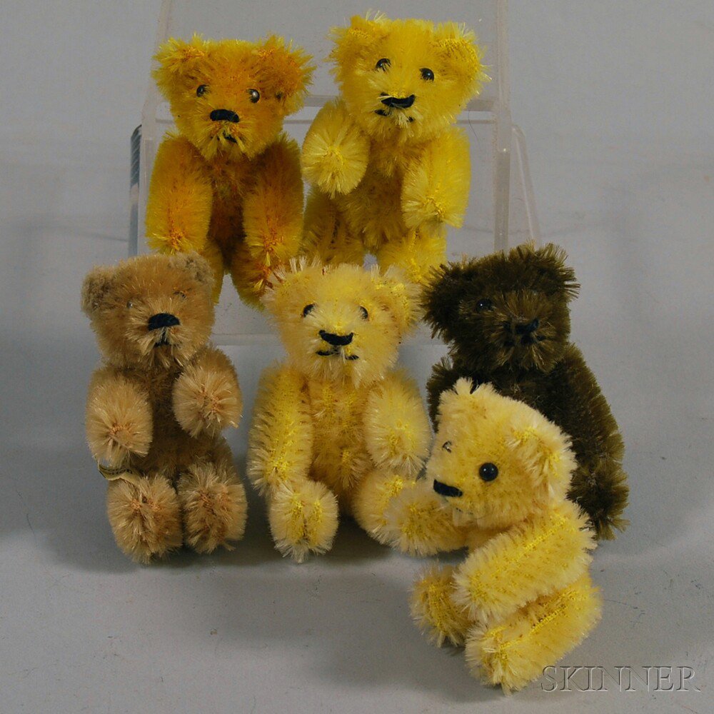 Appraisal: Six Miniature Schuco Mohair Articulated Teddy Bears two blonde one