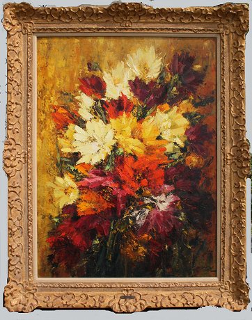 Appraisal: VIDAL Magarita Hahn American - ''Summer Splendor'' Dahlias Spain OIL