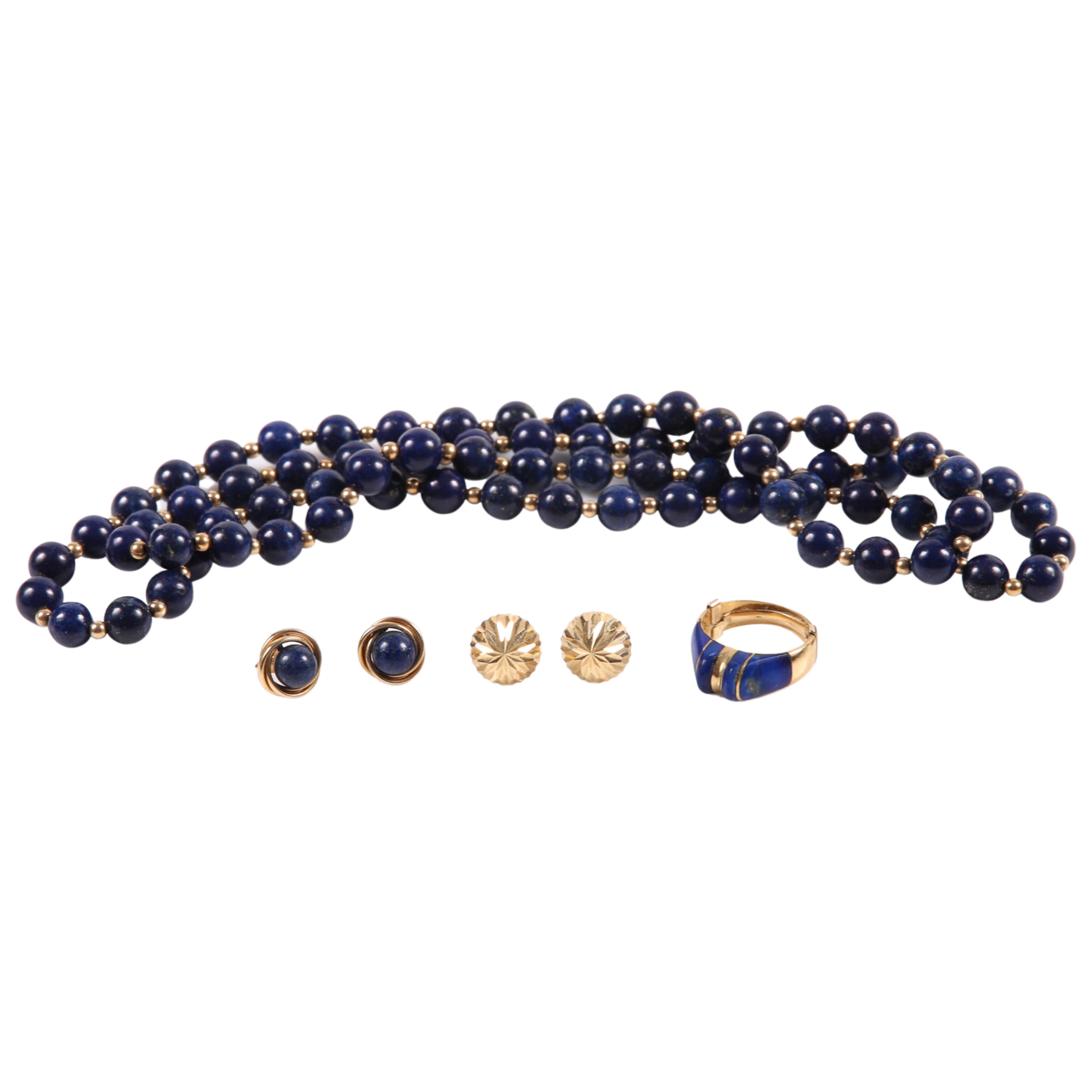 Appraisal: Gold and Lapis jewelry group to include K yellow gold