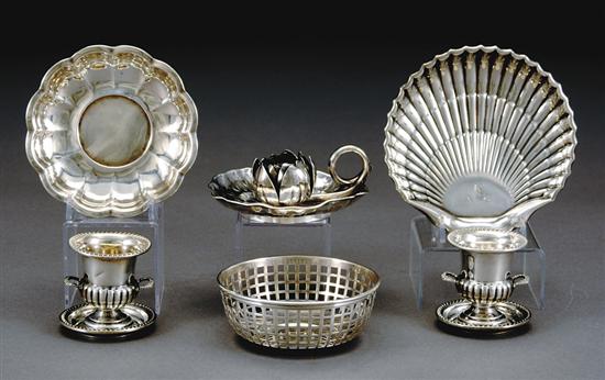 Appraisal: Collection American silver table articles Durgin Aesthetic Movement silver candleholder