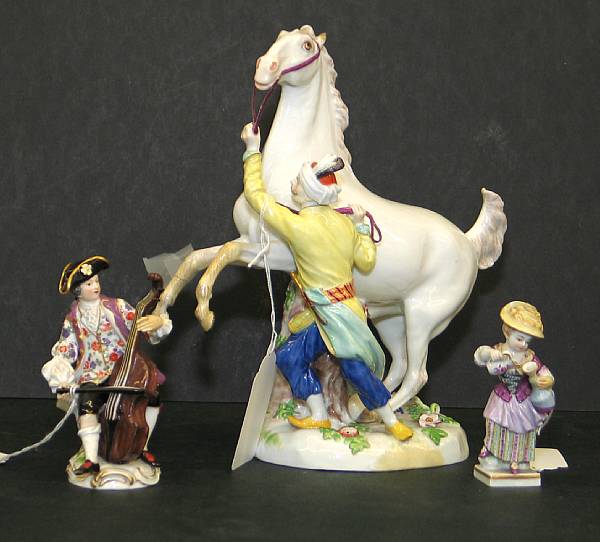 Appraisal: Three Meissen porcelain figures first half th century Each with