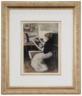 Appraisal: Manuel Robbe French - Femme a l'estampe signed in late