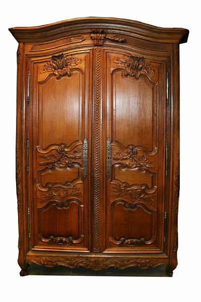 Appraisal: A Louis XV oak armoire restorations repairs height ft in