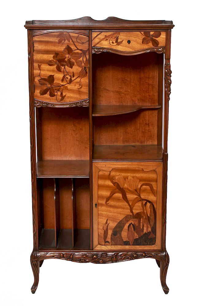 Appraisal: Louis Majorelle Art Nouveau Marquetry Cabinet Louis Majorelle French -