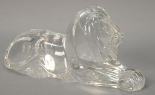 Appraisal: Steuben crystal glass Lion figurine signed Steuben lg Steuben crystal