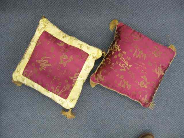 Appraisal: Pair of Silk Embroidered Pillows Oriental designs