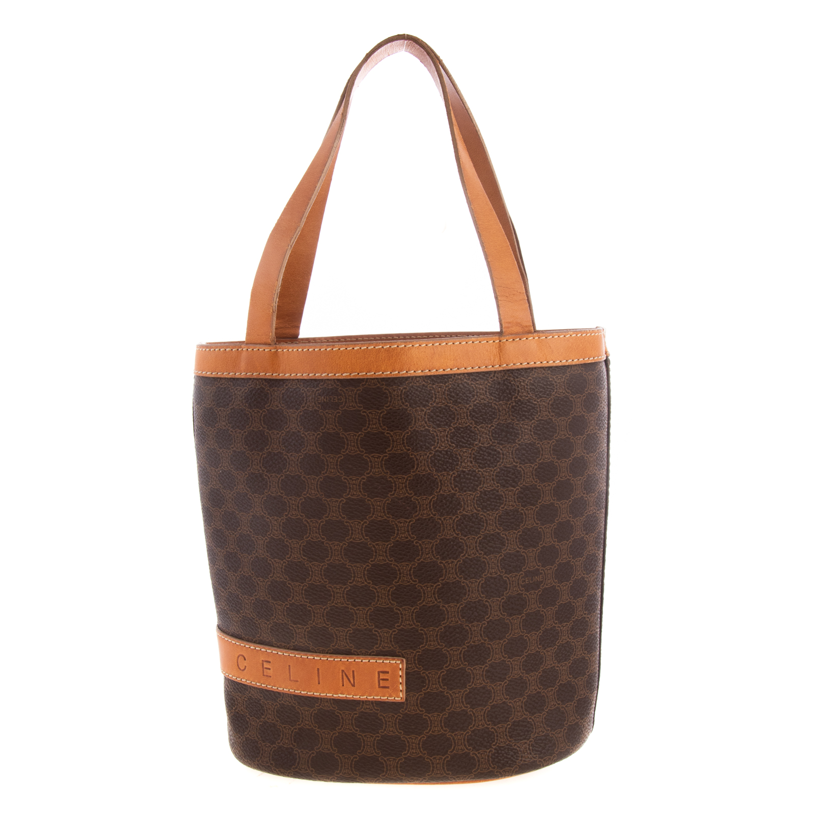 Appraisal: A CELINE MONOGRAM SMALL BUCKET TOTE A brown and tan