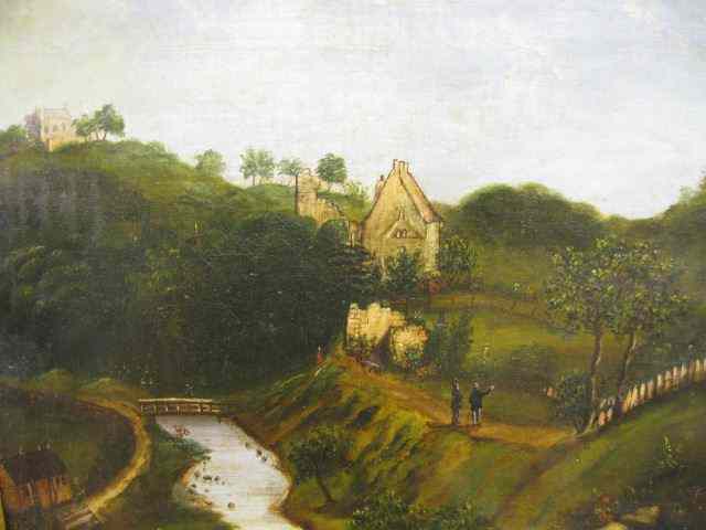 Appraisal: th Century Oil European Landscapewith villages and river on canvas