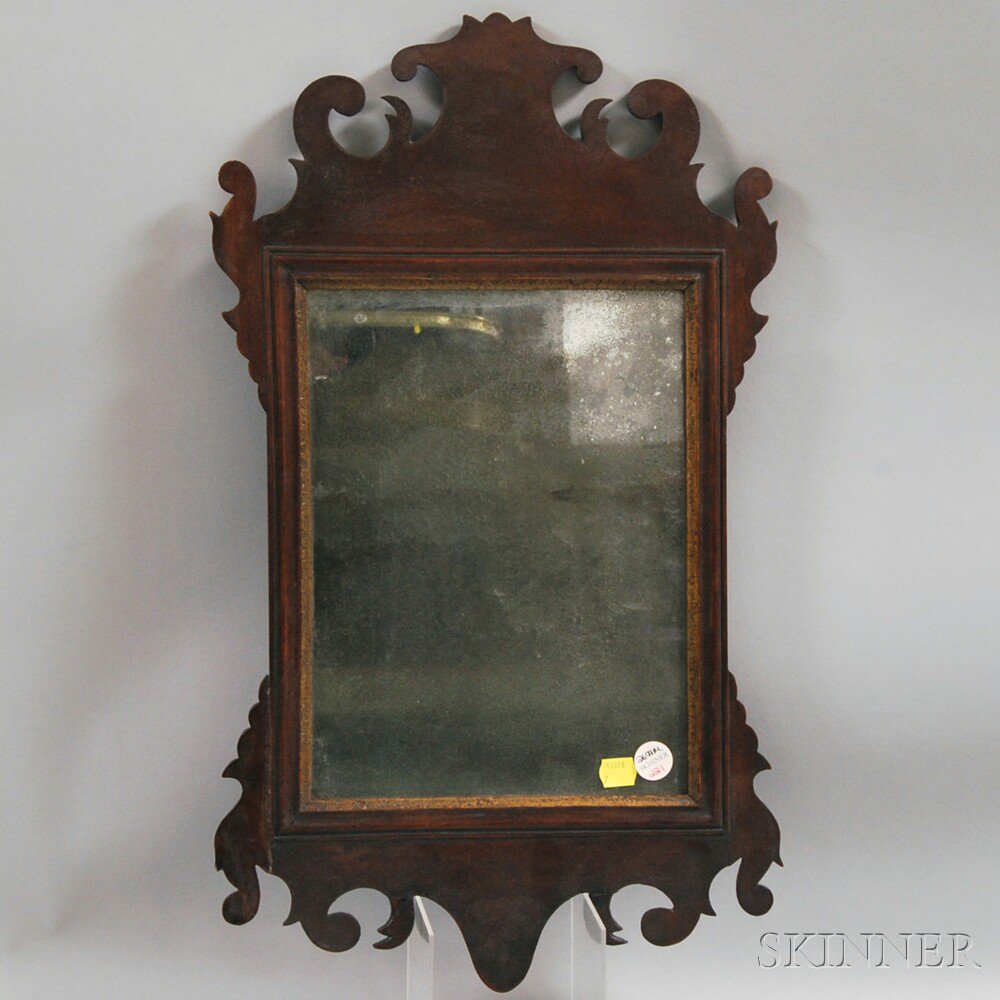 Appraisal: Small Chippendale Mahogany Scroll-frame Mirror th century repairs lg wd