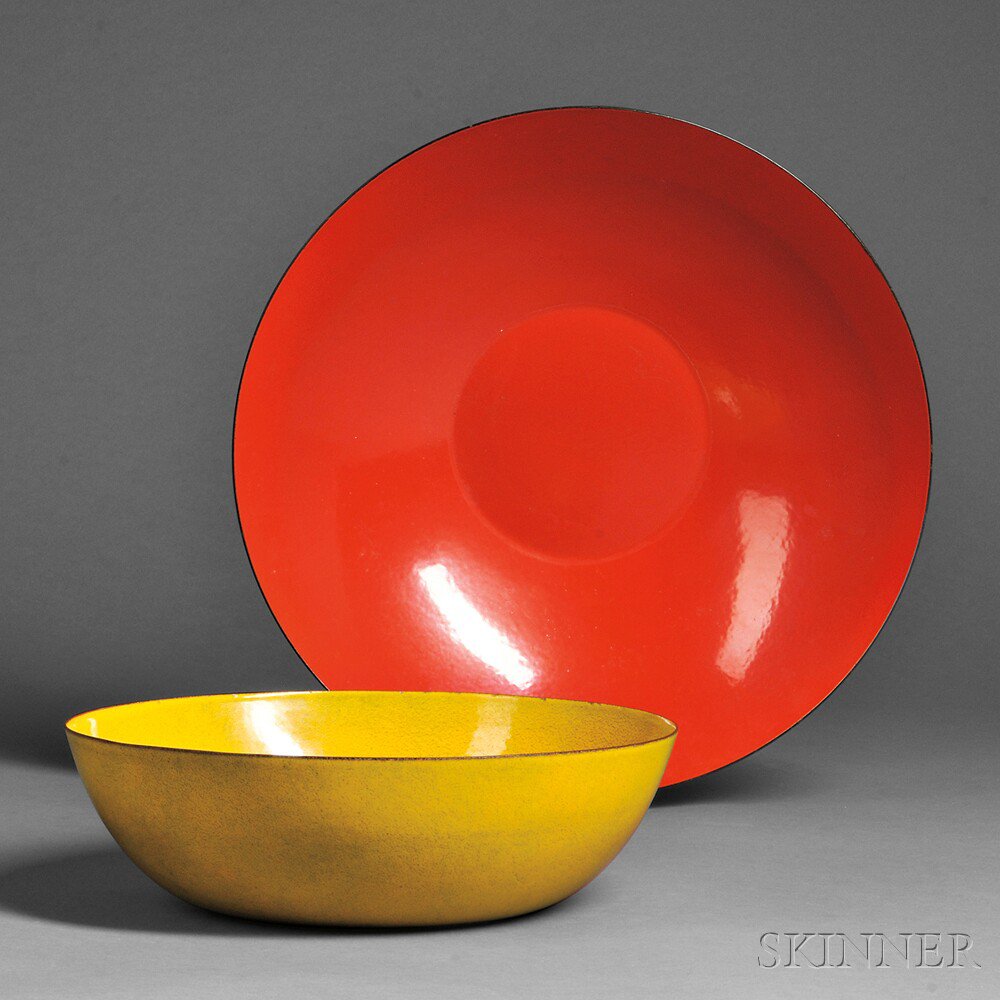 Appraisal: Jade Snow Wong Bowl and an Unmarked Bowl Enamel on