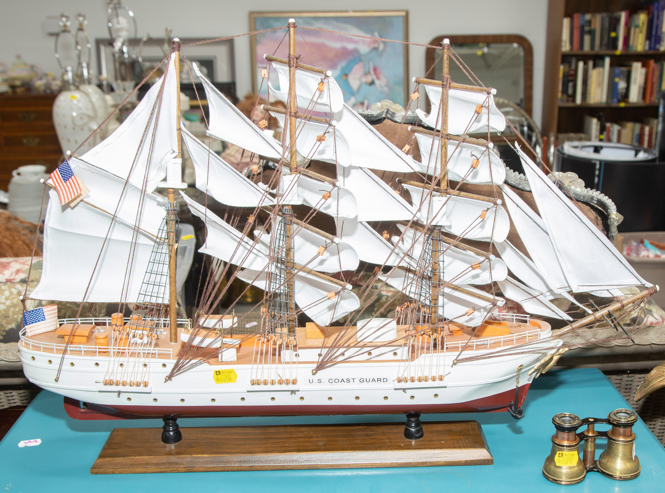 Appraisal: WOOD MODEL OF U S COAST GUARD SAILING SHIP Modern