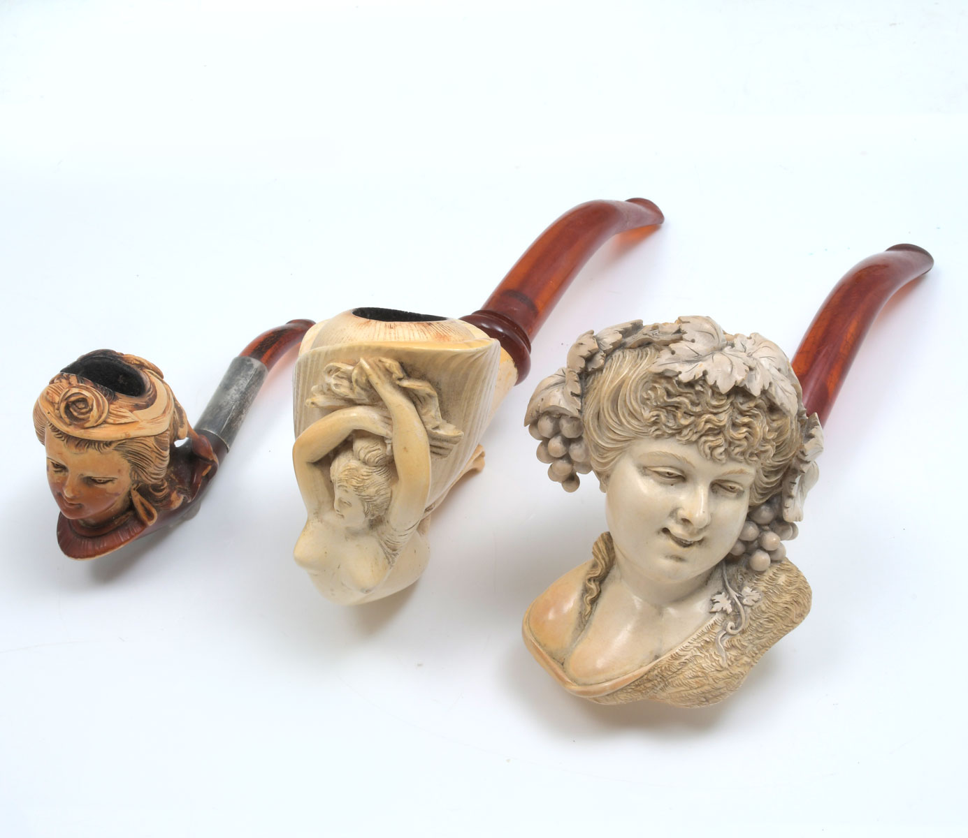 Appraisal: MEERSCHAUM PIECE MAIDENS HEAD LOT Largest Approx '' l x