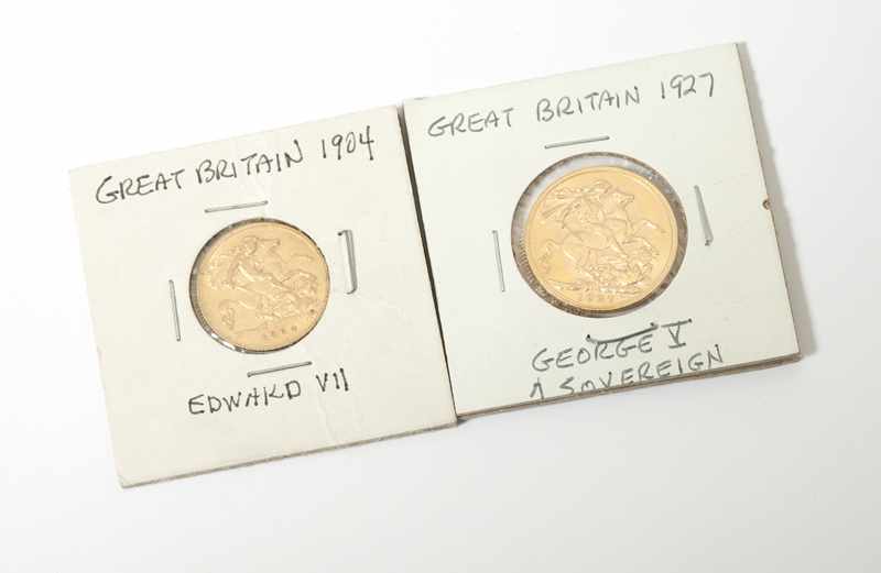 Appraisal: Two British sovereign gold coins Comprising Edward VII George V