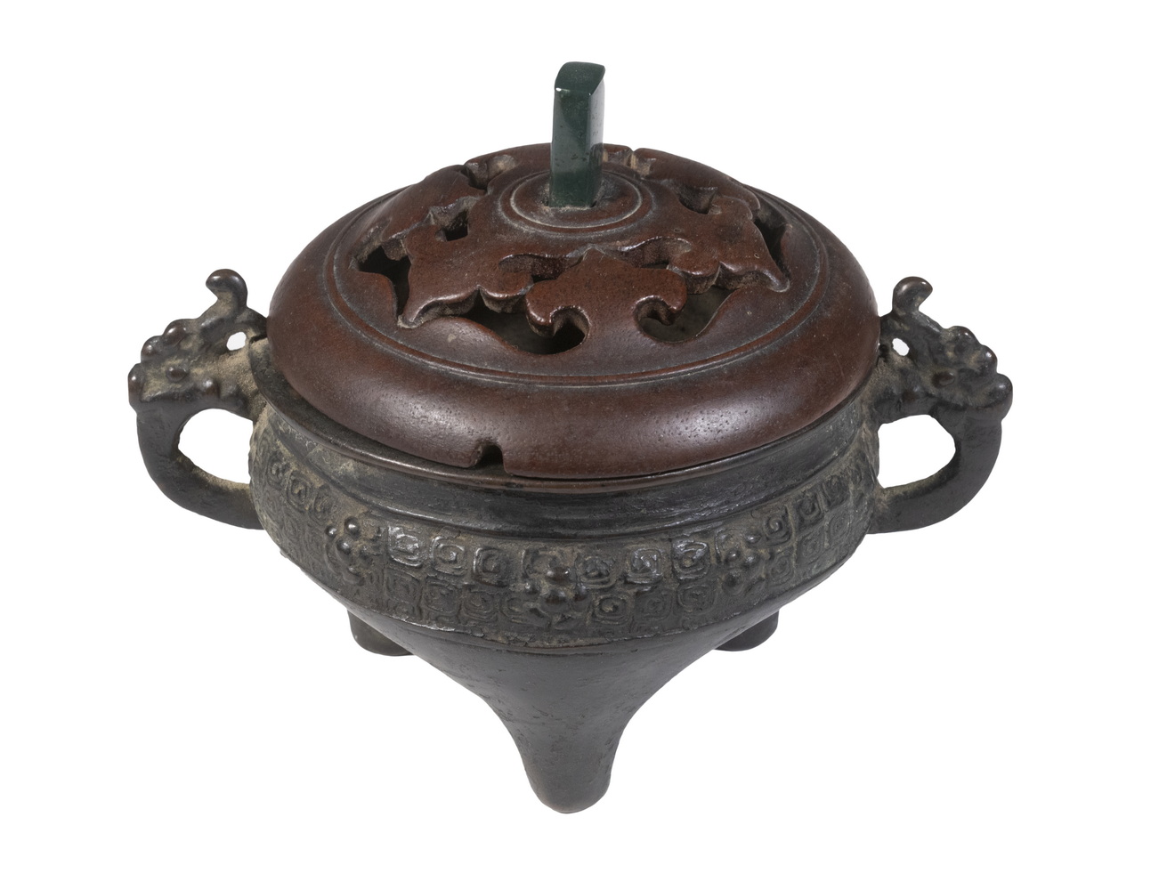 Appraisal: CHINESE BRONZE CENSER th c Incense Burner with dragon head