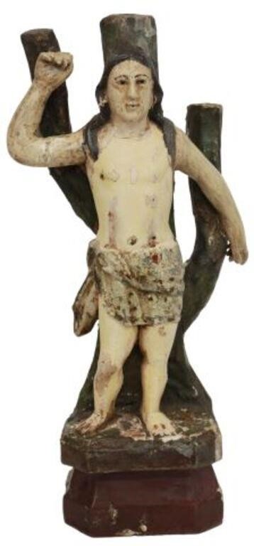 Appraisal: Santo figure Saint Sebastian th c gesso over carved wood