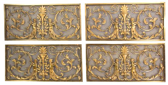 Appraisal: Sale Lot A Set of Four Gilt Bronze Grills th