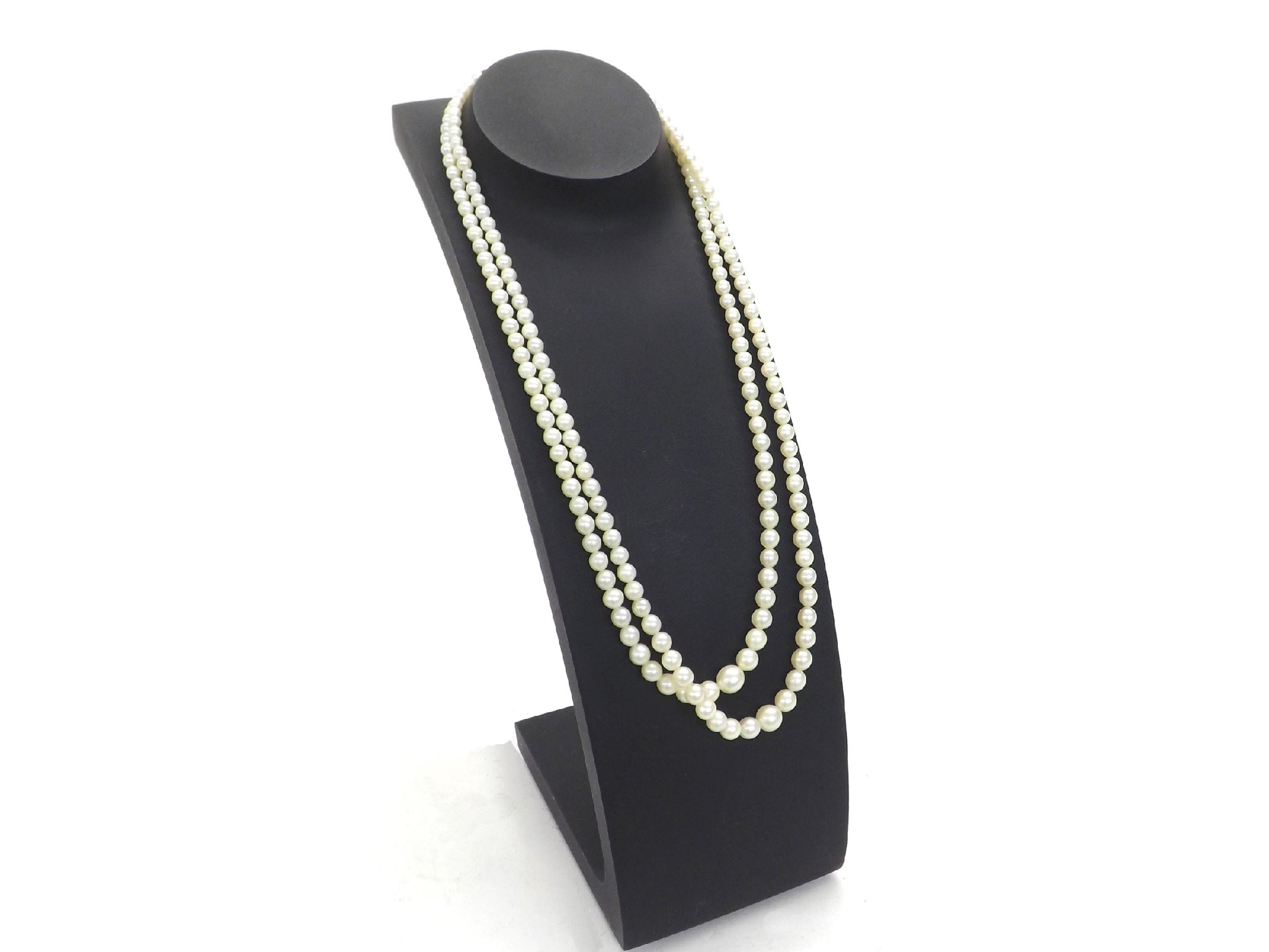 Appraisal: - -a Two row cultured pearl necklace with a silver