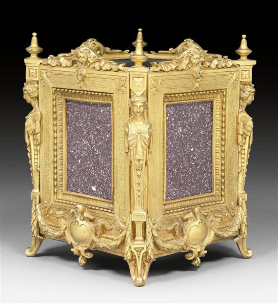 Appraisal: JARDINIERE AUX BUSTES DE FEMMES WITH PORPHYRY PLAQUES Louis XVI