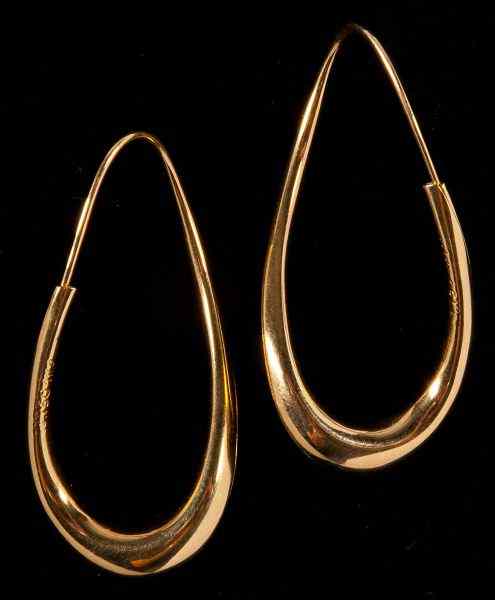 Appraisal: Pair of Gold Hoop Earrings Michael Goodof oval and anticlastic