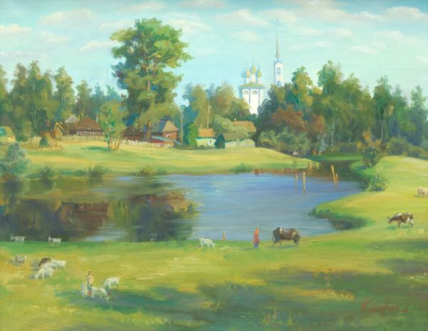 Appraisal: K KONSTANTINOV RUSSIAN CONTEMPORARY x Great Ustuge Afternoon Oil on