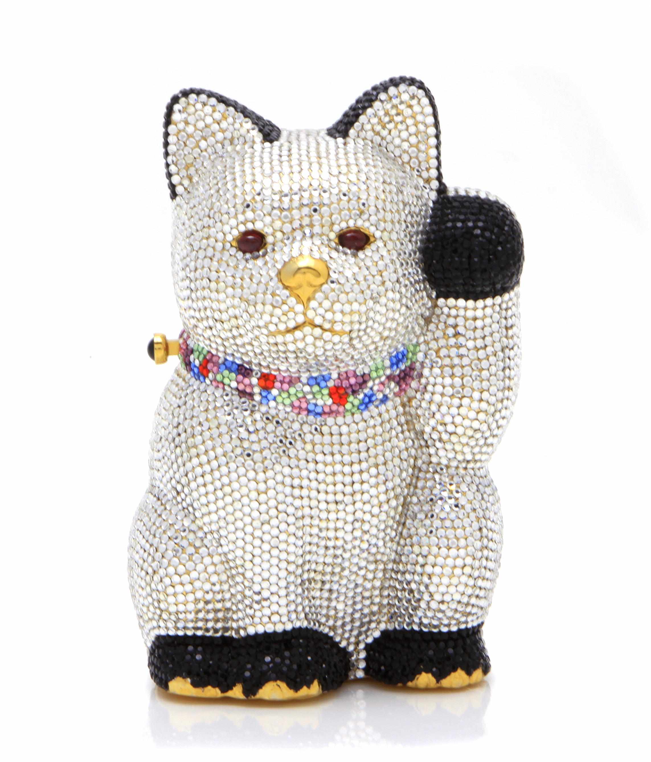 Appraisal: A Judith Leiber multi-colored crystal ''Maneki Neko'' minaudire accompanied with