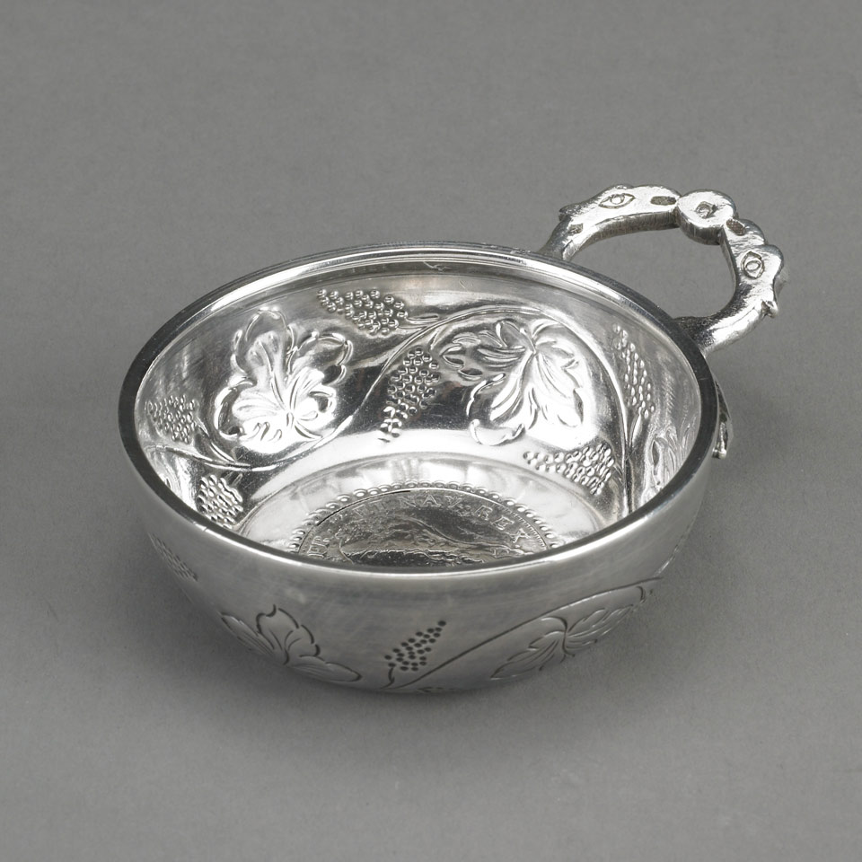 Appraisal: French Silver Wine Taster late th early th century inset