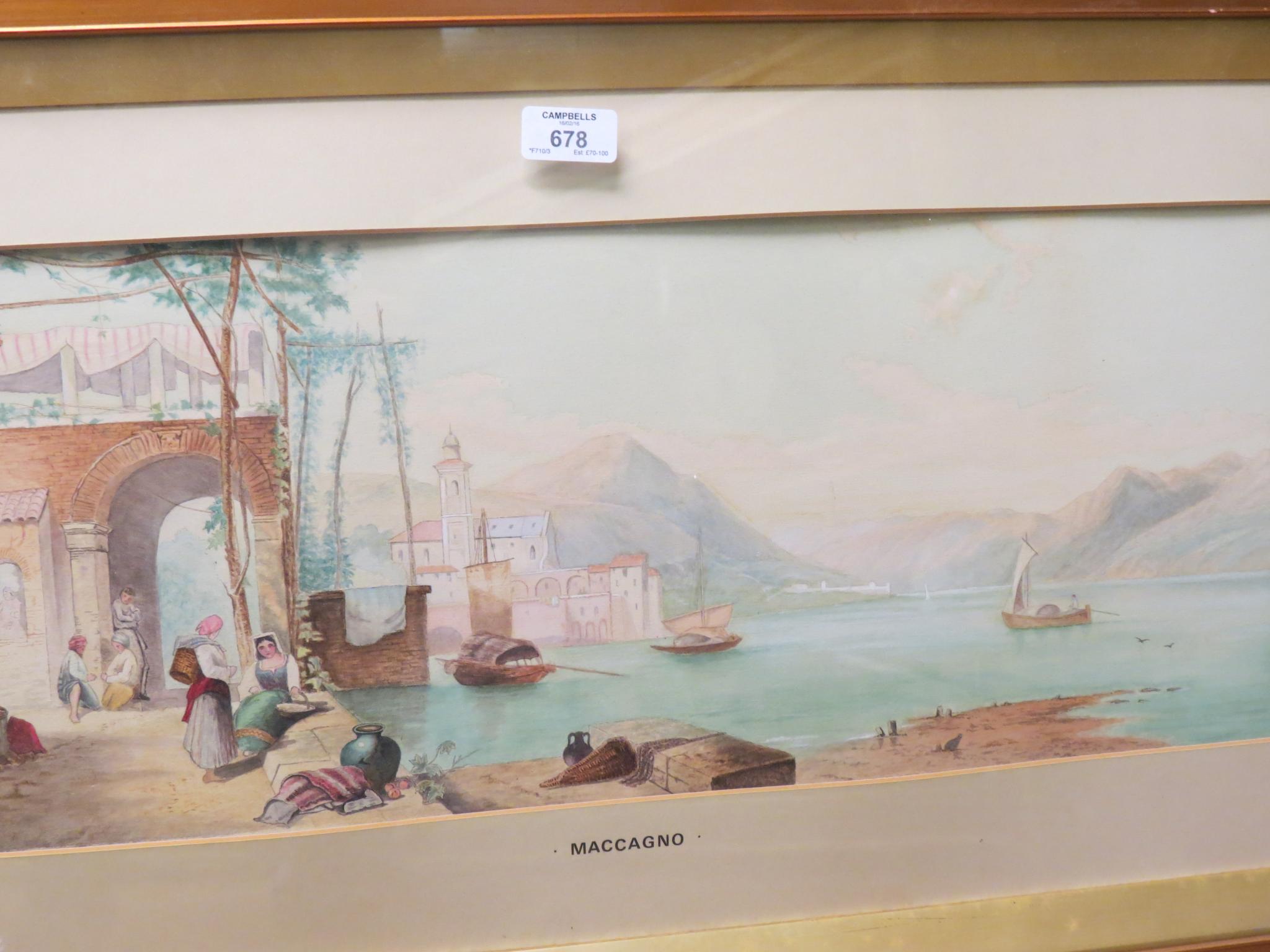 Appraisal: G Leslie Baseley - watercolour Maccagno a view of the