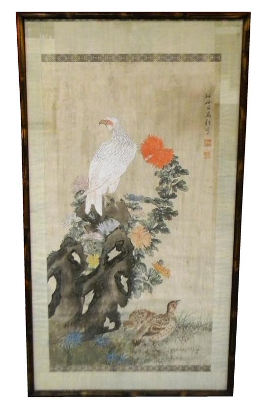 Appraisal: ASIAN Sima Zhong th C Chinese watercolor scroll depicting large