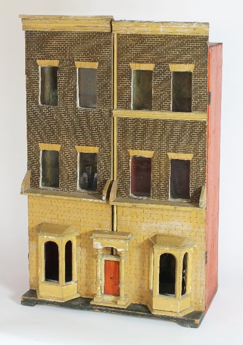 Appraisal: A late th Century dolls' house the ground floor with