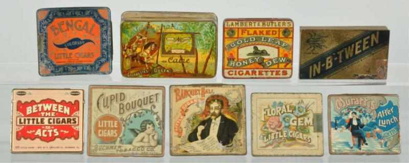 Appraisal: Lot of Flat Pocket Cigarette Cigar Tins Description Includes Banquet