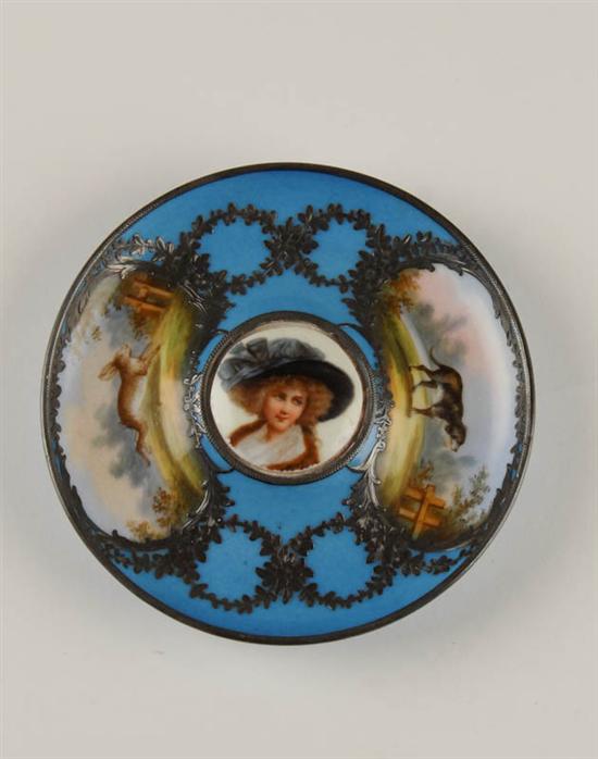 Appraisal: A French Porcelain Tray with a raised central painted portrait