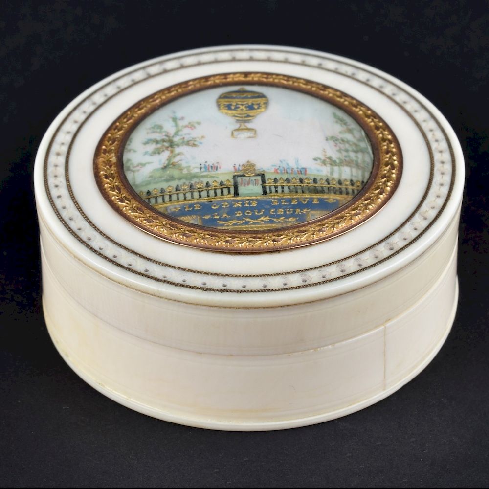 Appraisal: Miniature Box Antique French Miniature Ivory Hand Painted Box Unsigned