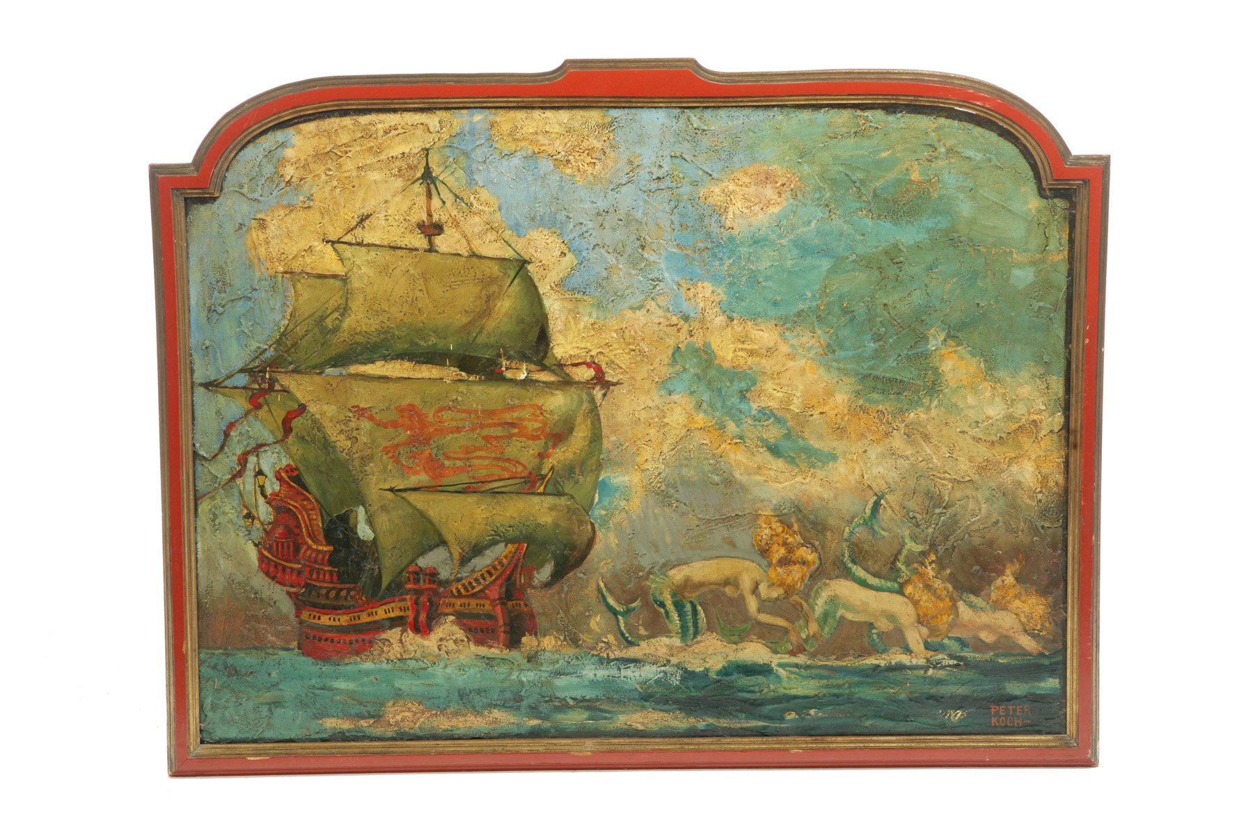 Appraisal: GALLEON WITH MERMAIDS BY PETER KOCH ILLINOIS B Oil on