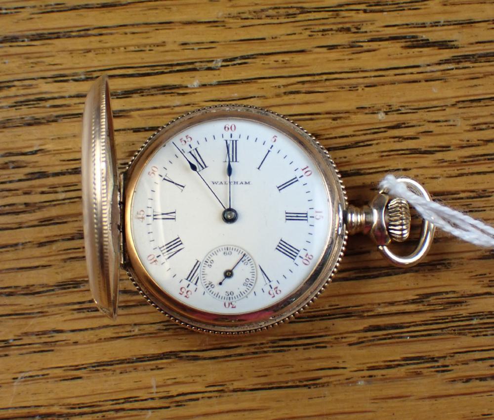 Appraisal: WALTHAM MODEL HUNTER CASE POCKET WATCH seaside grade hour minute