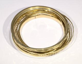 Appraisal: Lot of k yellow gold bangle bracelets Lot of k