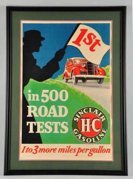 Appraisal: Large Sinclair Gasoline Road Test Poster Description Beautiful image of