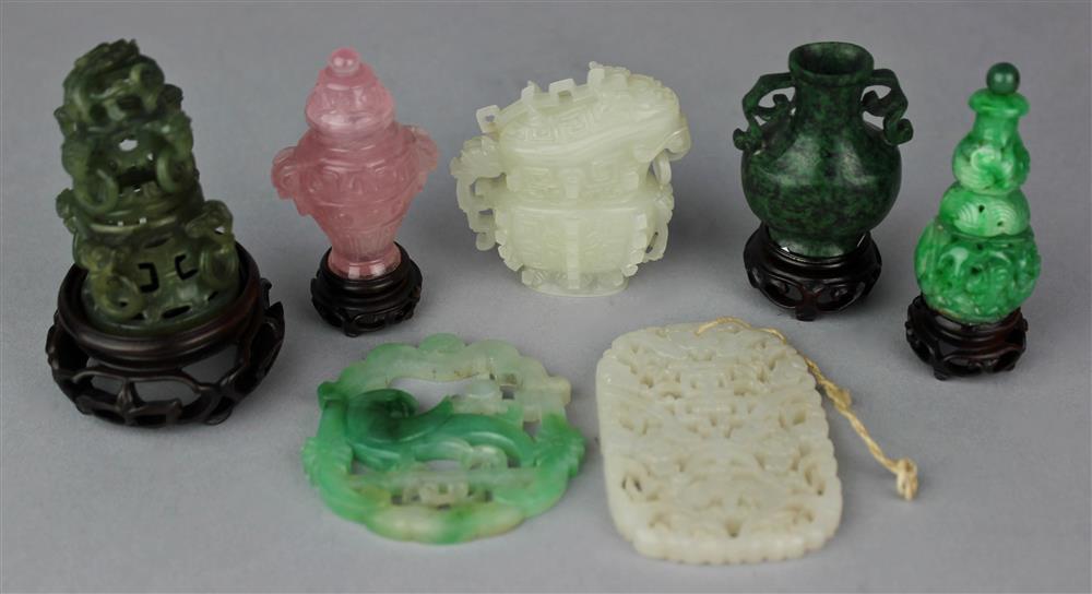 Appraisal: CHINESE JADE AND HARDSTONE MINIATURES QING DYNASTY AND LATER including